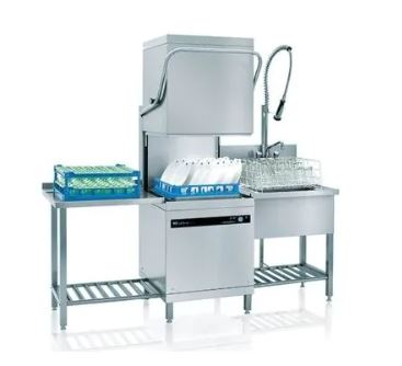 Meiko hood dishwasher and tabling