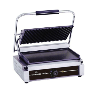 Chefmaster HEA750 Large Single Contact Grill - Ribbed/Smooth