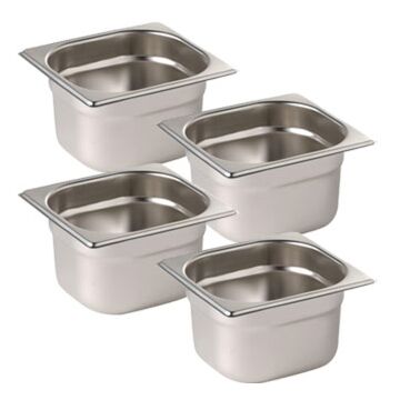 Set of 4 x 1/6 Gastronorm Pans