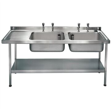 KWC DVS E20605LTP Steel Double Sink Left Hand Drainer 1500mm