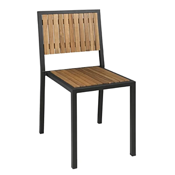 Bolero DS150 Black Steel &amp; Acacia Side Chairs - 4 pk