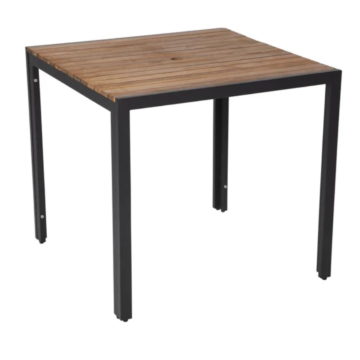 Bolero DS152 Square Black Steel & Acacia Table