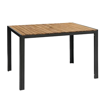 Bolero DS153 Rectangular Black Steel & Acacia Table
