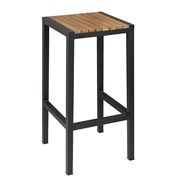 Bolero DS156 Black Steel & Acacia Bar Stools - Pack of 2