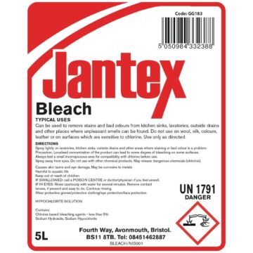 Jantex Sodium GG183 Hypochlorite Bleach