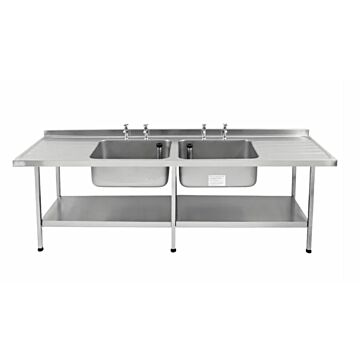 KWC DVS E20618D Stainless Steel Double Bowl Centre Sink 2400mm