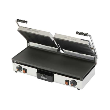Hallco MEMT16052XNS Double Panini/Contact Non-Stick Grill - Ribbed/Smooth
