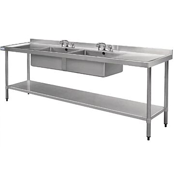 Vogue U910 Stainless Steel Twin Centre Sink Double Drainer