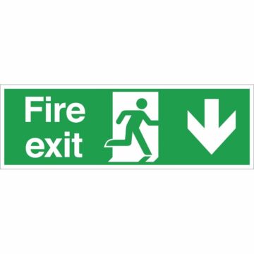 W300 Fire Exit Sign Arrow Down