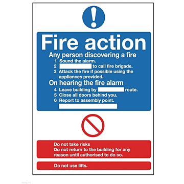 Fire Action Sign - Y920