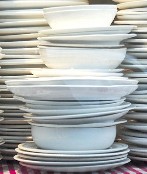 Stack of clean dishes