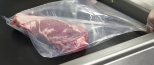 Meat in sous vide bag ready for vacuum packing
