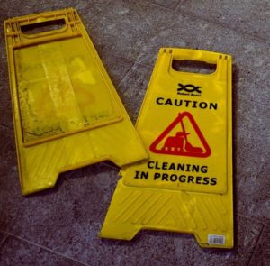 Cleaning in progress sign