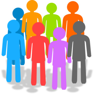 group of outlines of people in different colours