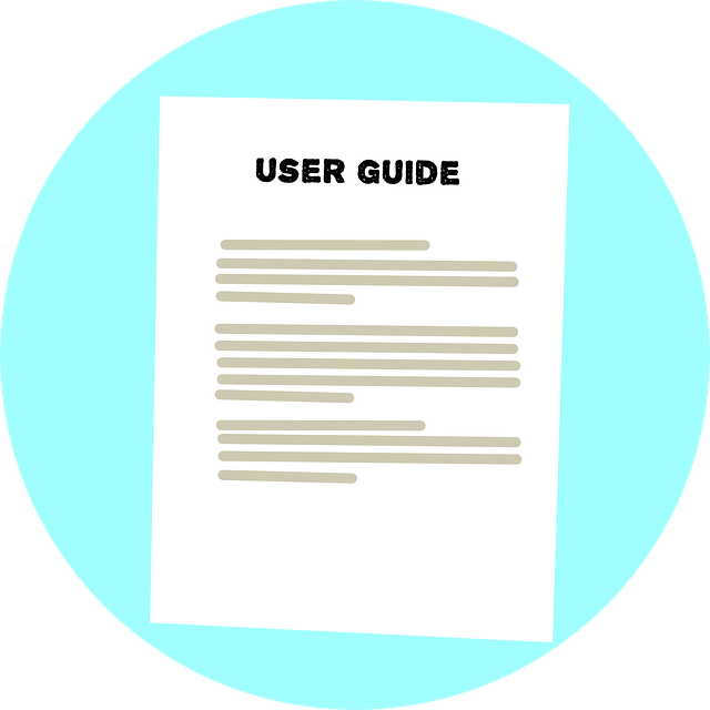 White paper on blue background with User Guide text
