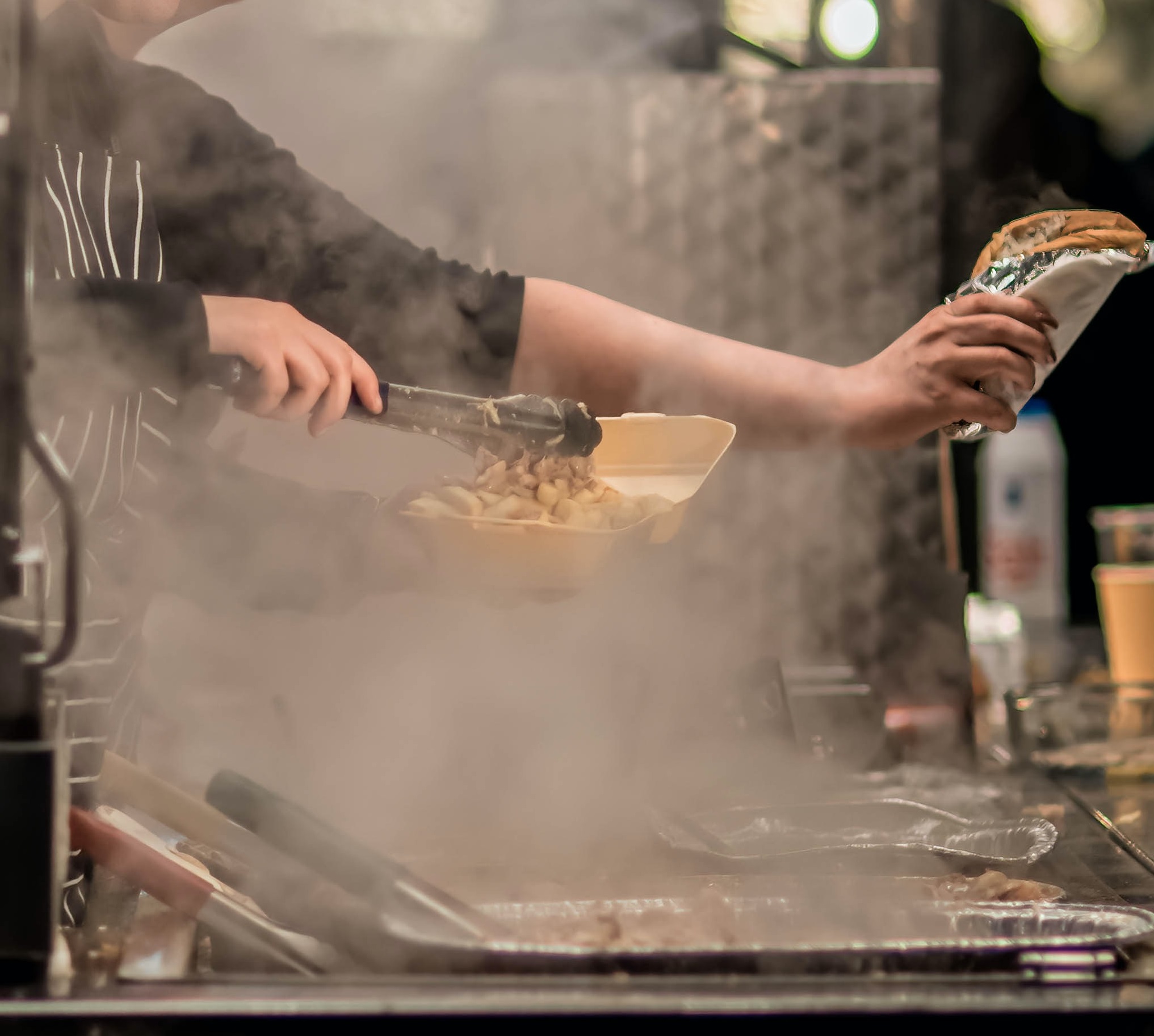 smoke in a commercial kitchen