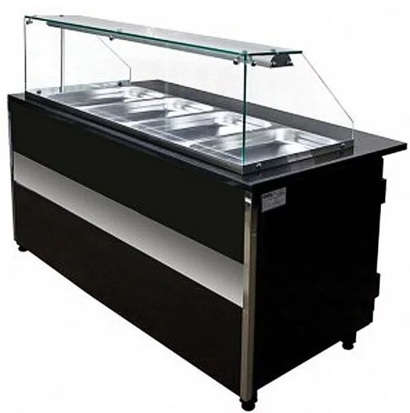 buffet display counter with gastronorm pans and glass screen