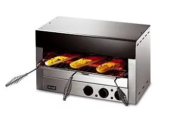 salamander grill with food cooking under grill