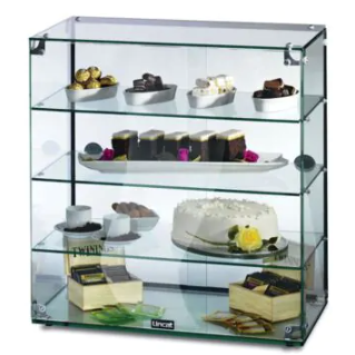 Lincat glass display case with cakes inside