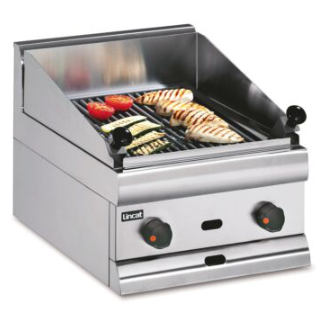 Lincat stainless steel chargrill with cooked food