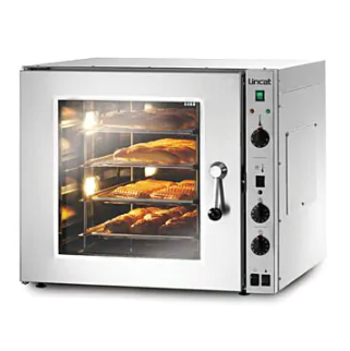 Lincat convection oven with glass door, internal light and food inside