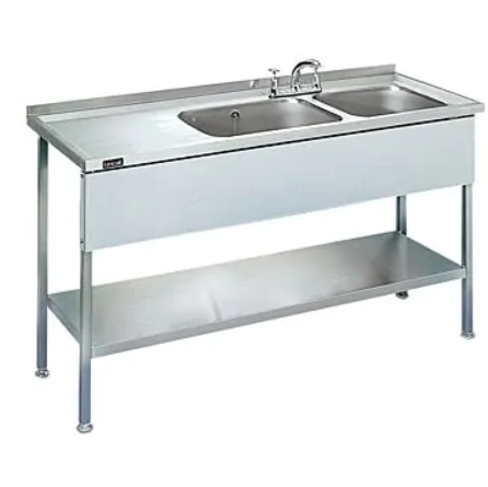 Lincat stainless steel catering sink with double bowl and drainer