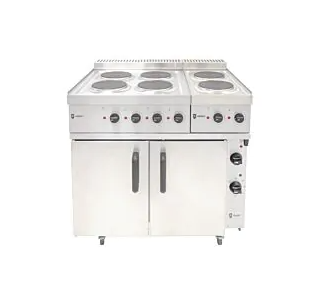 stainless steel oven range cooker with double door oven and six electric boiling plates